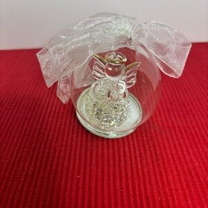 Glass Angel Christmas Ornament with Bow